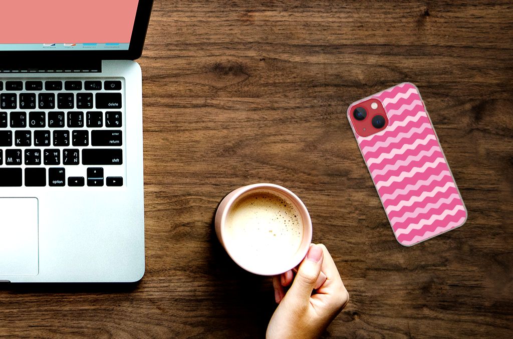 Apple iPhone 13 TPU bumper Waves Pink B2C Telecom