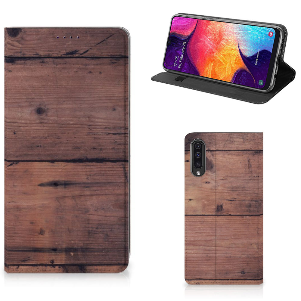 Samsung Galaxy A50 Book Wallet Case Old Wood
