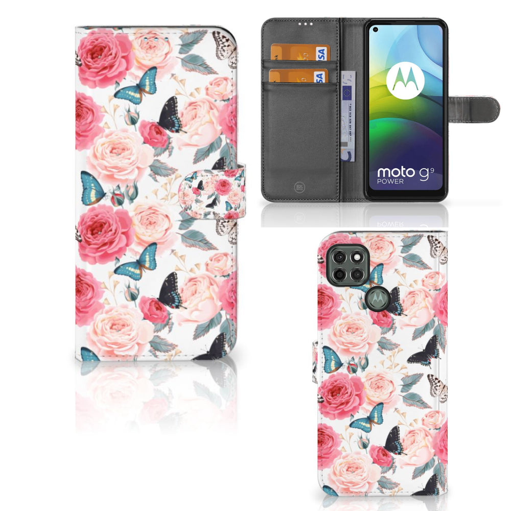 Motorola Moto G9 Power Hoesje Butterfly Roses