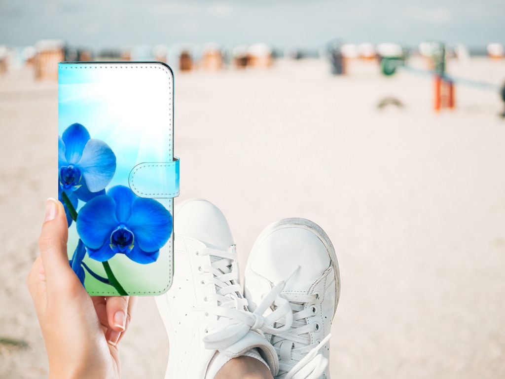 Motorola Moto G13 | G23 Hoesje Orchidee Blauw - Cadeau voor je Moeder