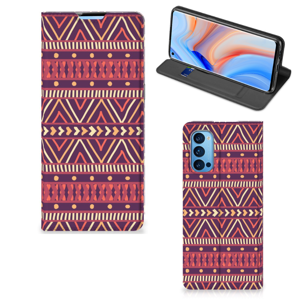 OPPO Reno4 Pro 5G Hoesje met Magneet Aztec Paars - B2C Telecom