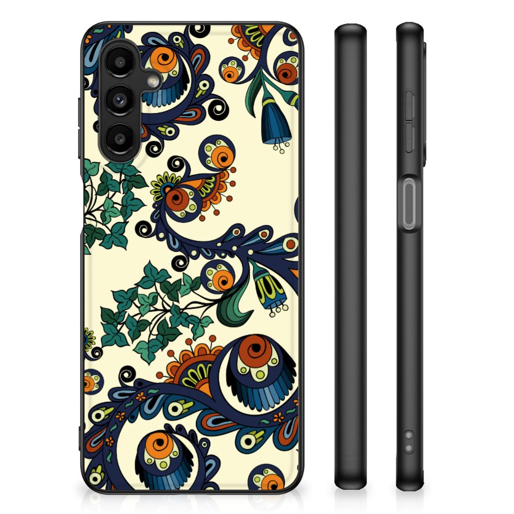 Back Cover Samsung Galaxy A14 5G Barok Flower met kleurrijk barok design en zwart rand, TPU materiaal.
