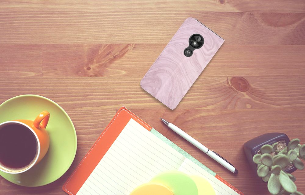 Motorola Moto E5 Play Standcase Marble Pink - Origineel Cadeau Vriendin
