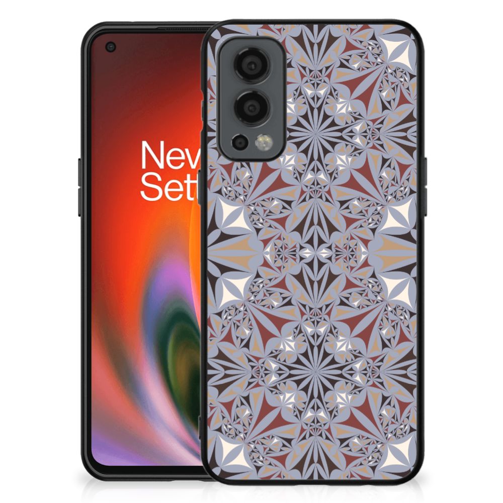 OnePlus Nord 2 Marmeren Print Telefoonhoesje Flower Tiles