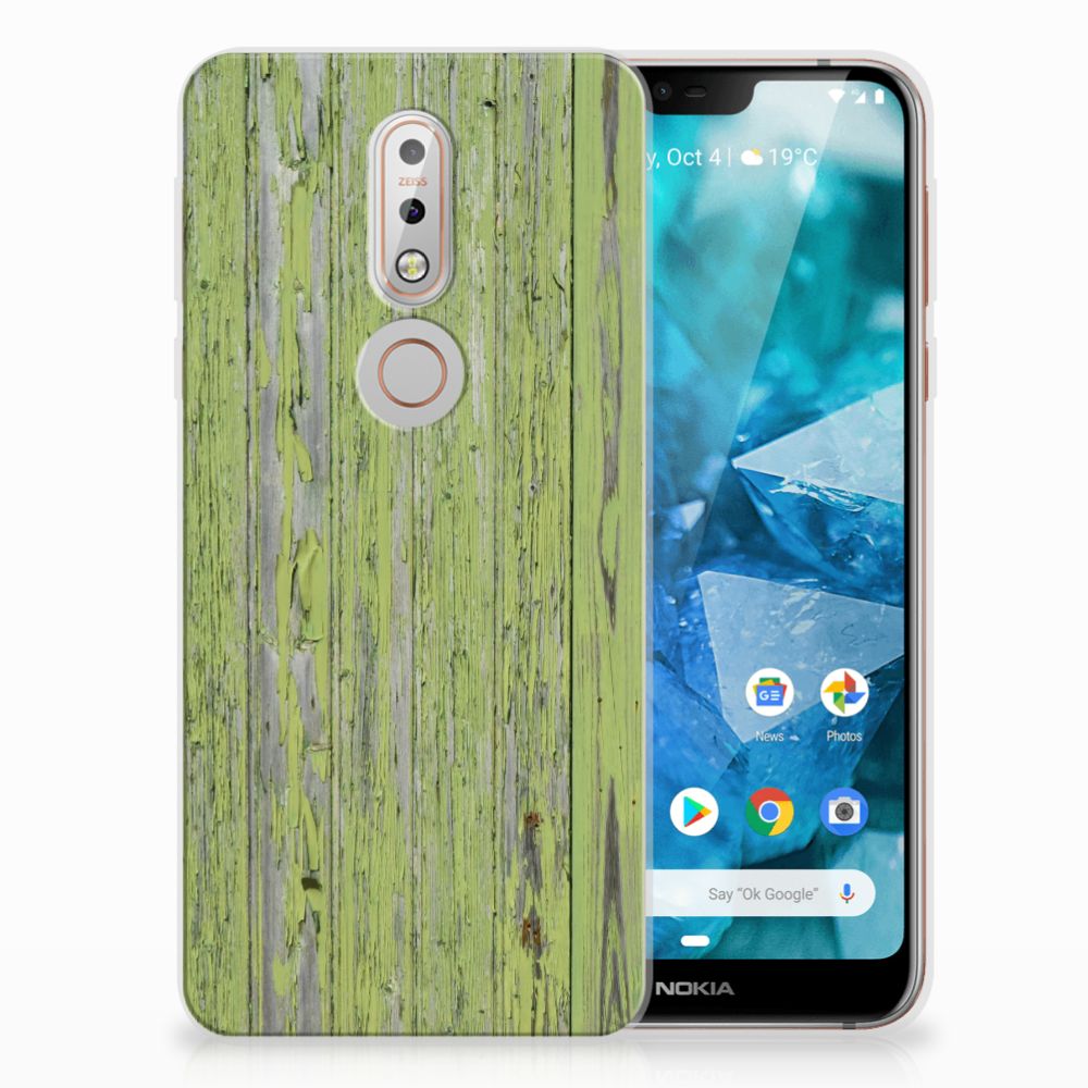 Nokia 7.1 Bumper Hoesje Green Wood