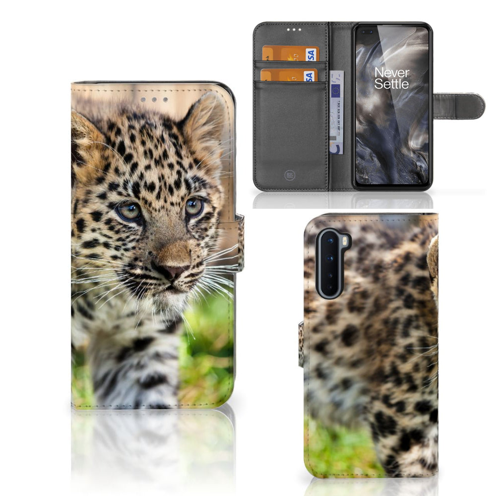 OnePlus Nord Telefoonhoesje met Pasjes Baby Luipaard
