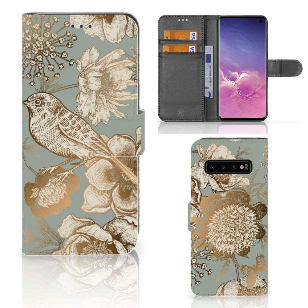 Hoesje voor Samsung Galaxy S10 Vintage Bird Flowers