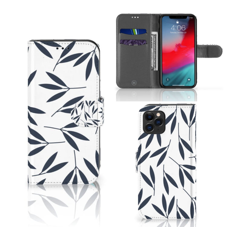 Apple iPhone 11 Pro Hoesje Leaves Blue
