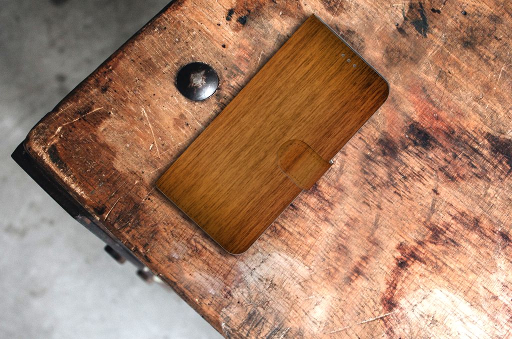 Samsung Galaxy S21 Plus Book Style Case Donker Hout