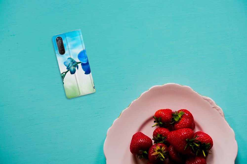 Sony Xperia 5 II Smart Cover Orchidee Blauw - Cadeau voor je Moeder - B2C Telecom