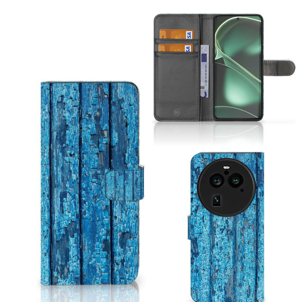OPPO Find X6 Pro Book Style Case Wood Blue