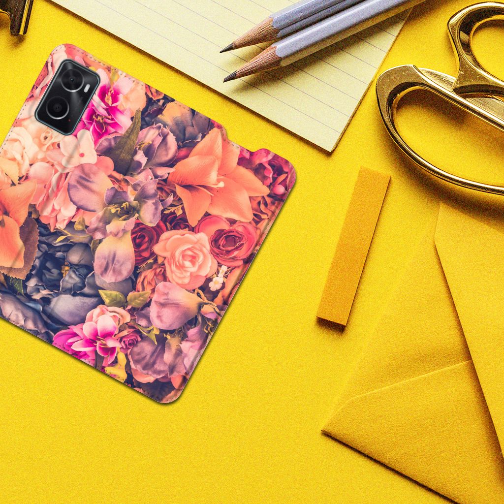 OPPO A96 | A76 Smart Cover Bosje Bloemen - B2C Telecom