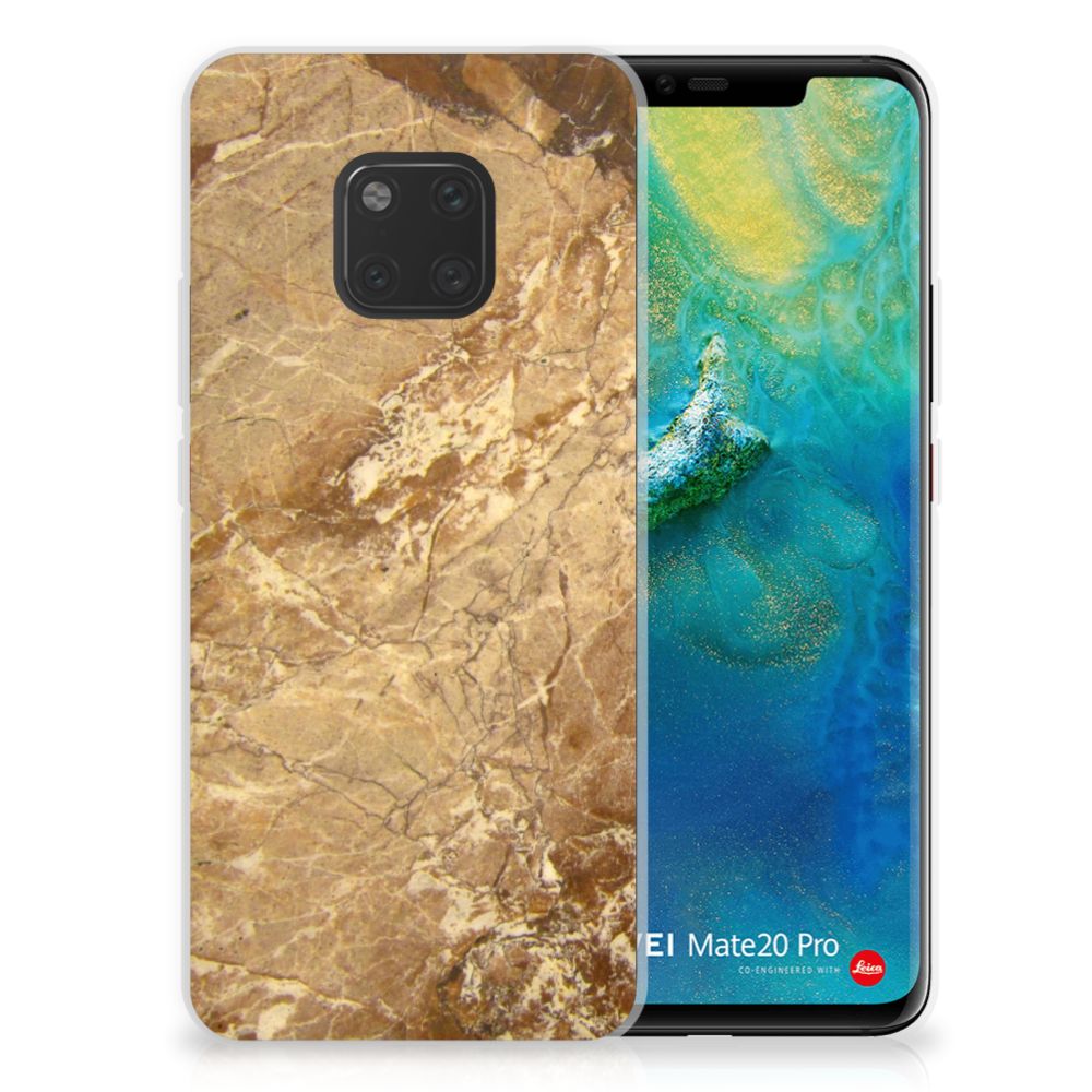 Huawei Mate 20 Pro TPU Siliconen Hoesje Marmer Creme