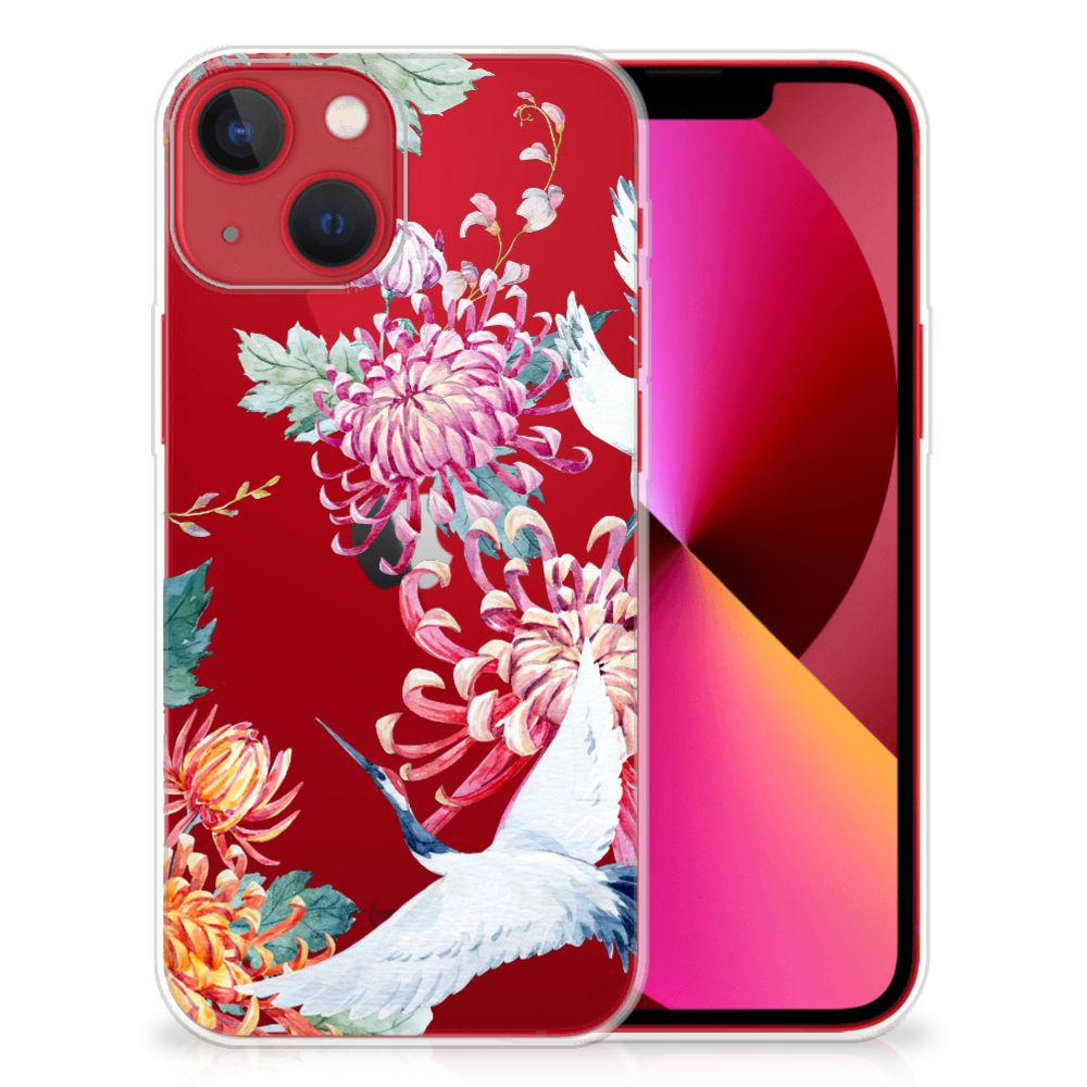 Apple iPhone 13 TPU Hoesje Bird Flowers