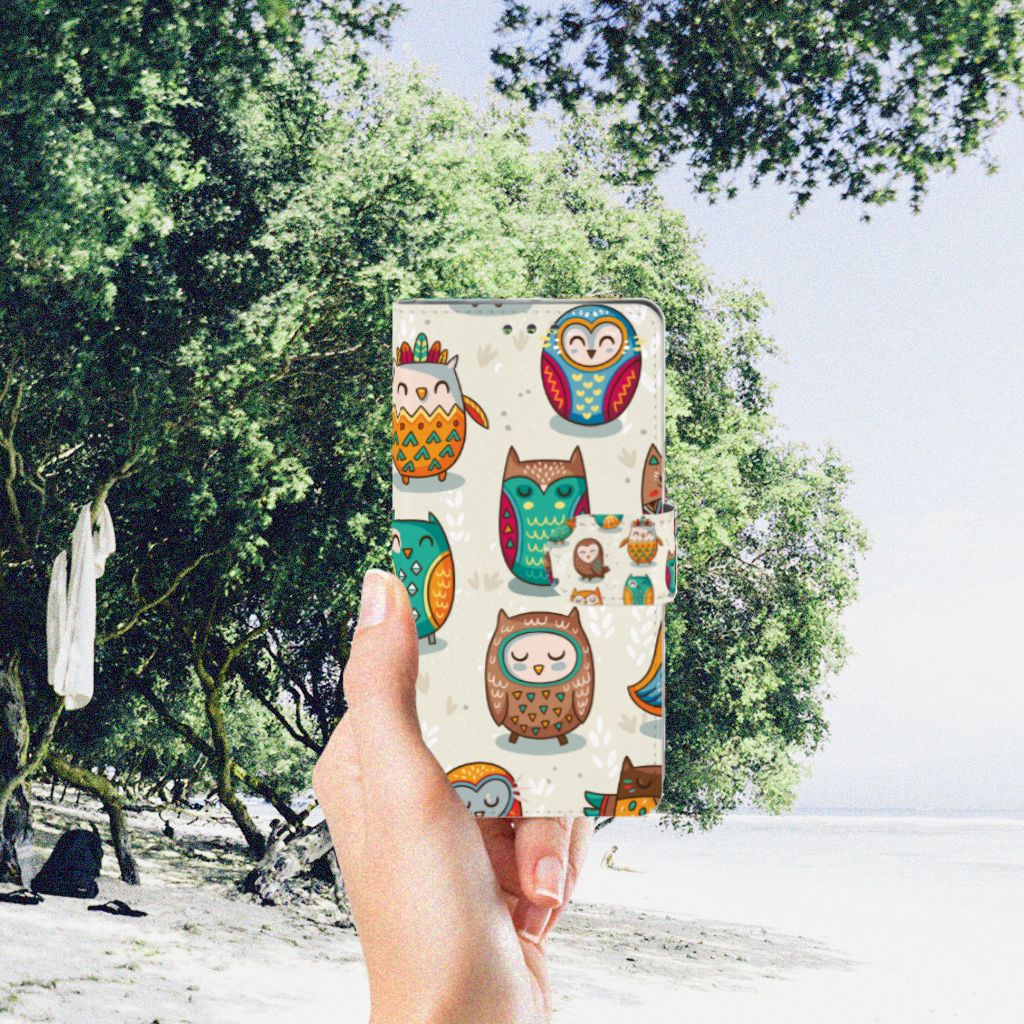 Sony Xperia XZ1 Telefoonhoesje met Pasjes Vrolijke Uilen