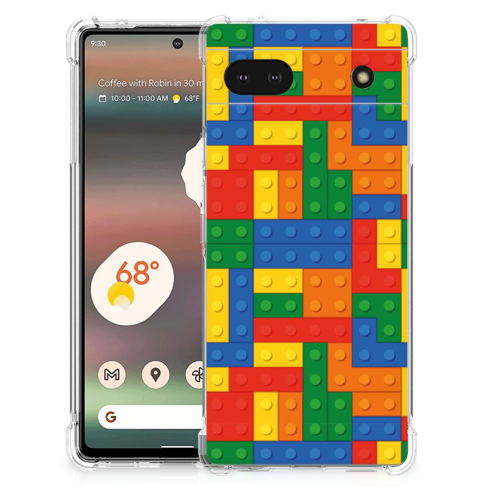 Google Pixel 6A Doorzichtige Silicone Hoesje Blokken B2C Telecom