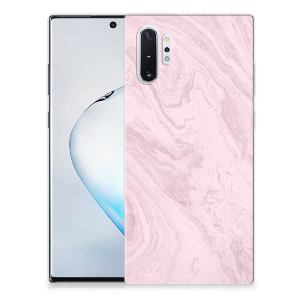 Samsung Galaxy Note 10 Plus TPU Siliconen Hoesje Marble Pink - Origineel Cadeau Vriendin