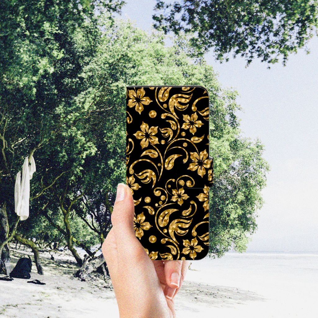 Motorola Moto G32 Hoesje Gouden Bloemen