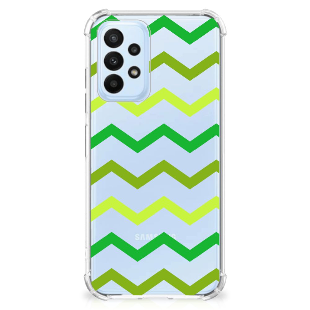 Samsung Galaxy A23 Doorzichtige Silicone Hoesje Zigzag Groen - B2C Telecom