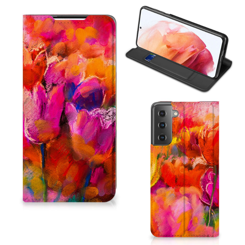 Bookcase Samsung Galaxy S21 Tulips
