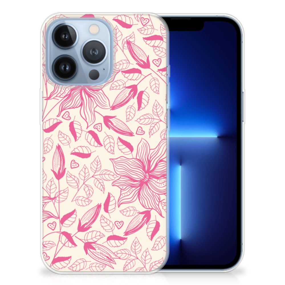 Apple iPhone 13 Pro TPU Case Pink Flowers met een prachtig roze bloemenpatroon đ¸.