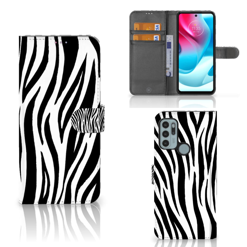 Motorola Moto G60s Telefoonhoesje met Pasjes Zebra