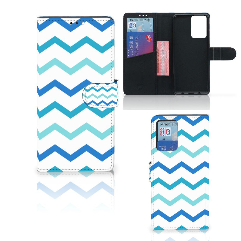 Xiaomi Redmi Note 10 Pro Telefoon Hoesje Zigzag Blauw
