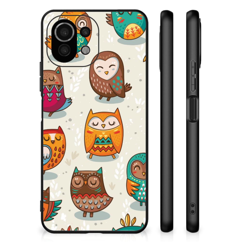 Xiaomi 11 Lite 5G NE | Mi 11 Lite Dierenprint Telefoonhoesje Vrolijke Uilen B2C Telecom