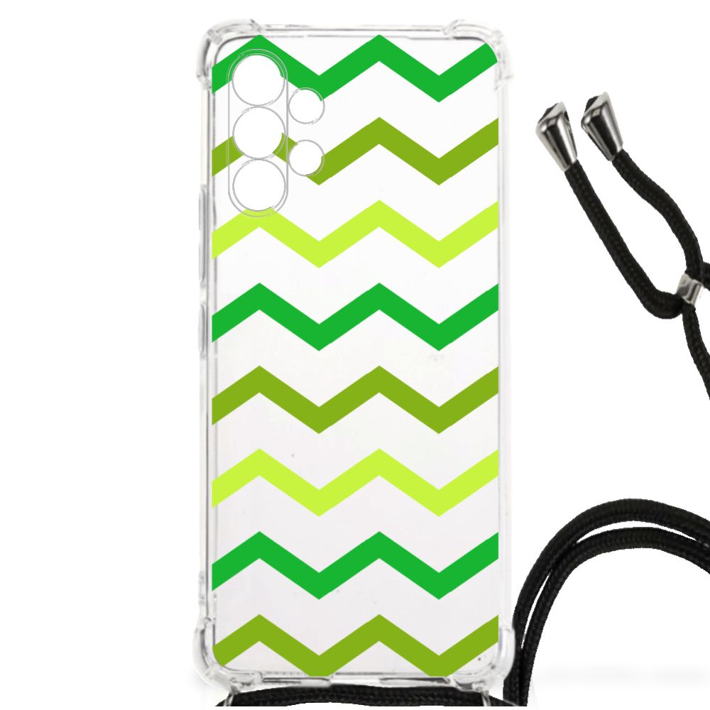 Samsung Galaxy A13 4G Doorzichtige Silicone Hoesje Zigzag Groen B2C Telecom