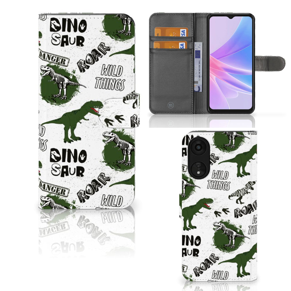 Telefoonhoesje met Pasjes voor OPPO A78 5G | A58 5G Dinosaurus