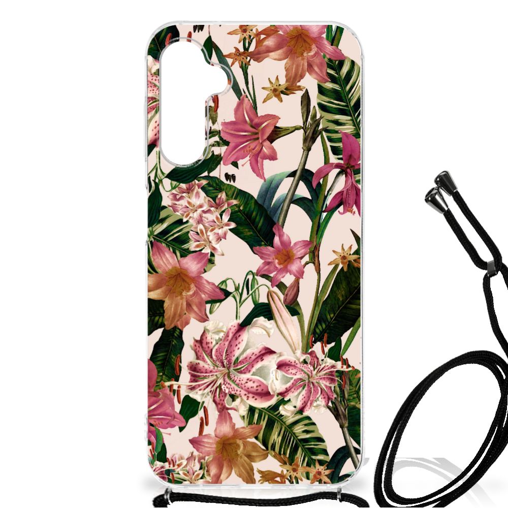 Samsung Galaxy A14 5G Case Flowers with vibrant floral design and flexible rubber material.