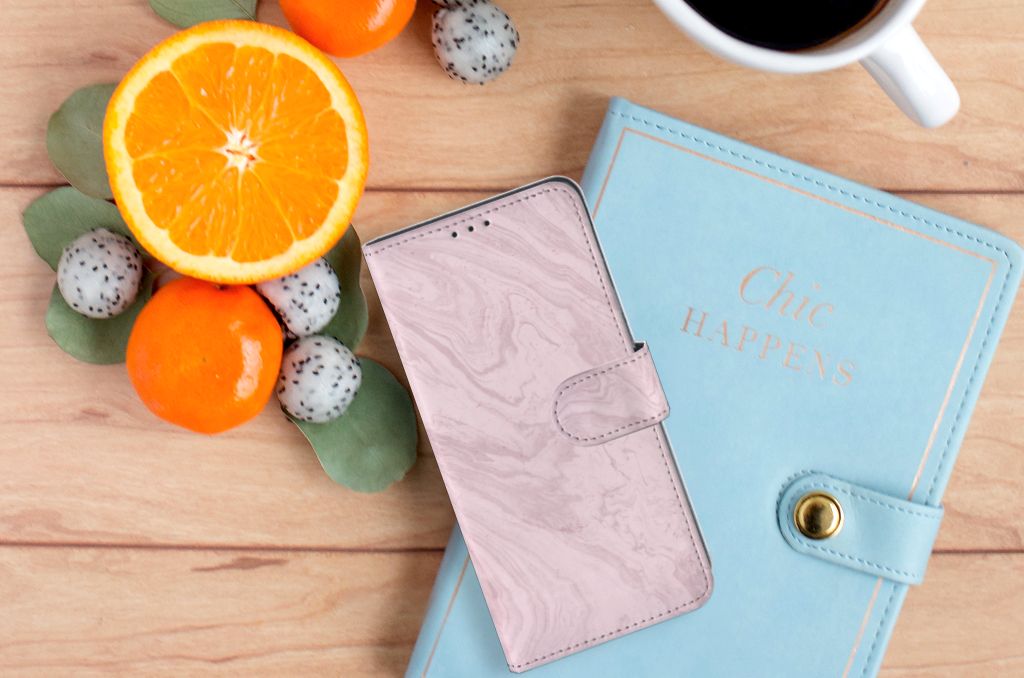 OPPO A91 | Reno3 Bookcase Marble Pink - Origineel Cadeau Vriendin