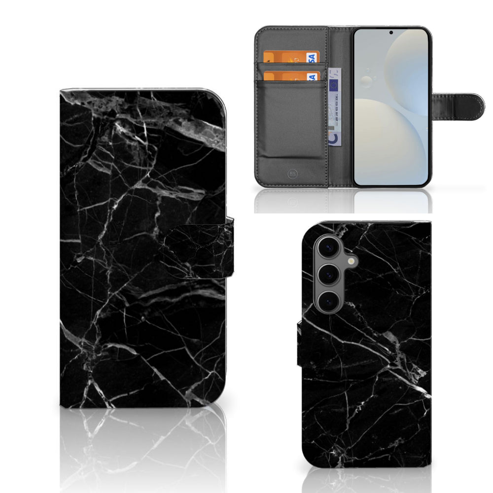 Samsung Galaxy S25 Bookcase Marmer Zwart - Origineel Cadeau Vader