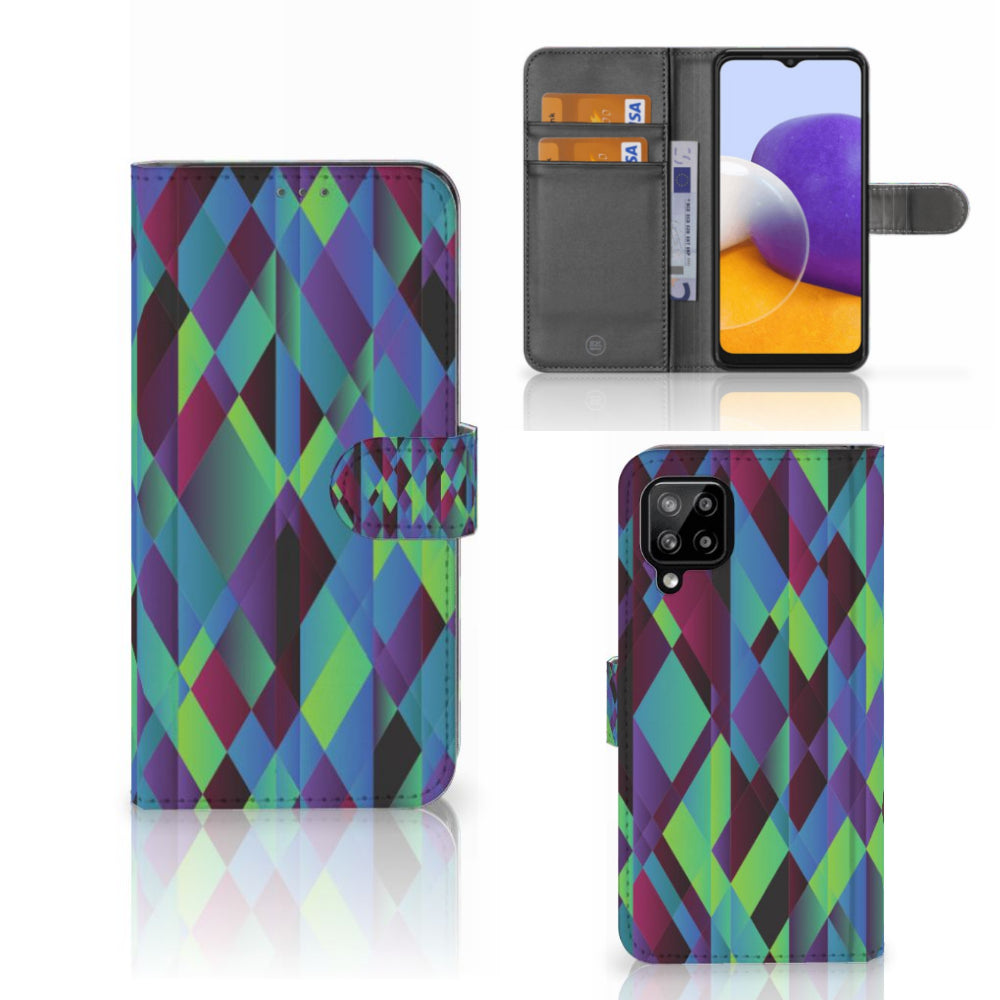 Samsung Galaxy A22 4G | M22 Book Case Abstract Green Blue