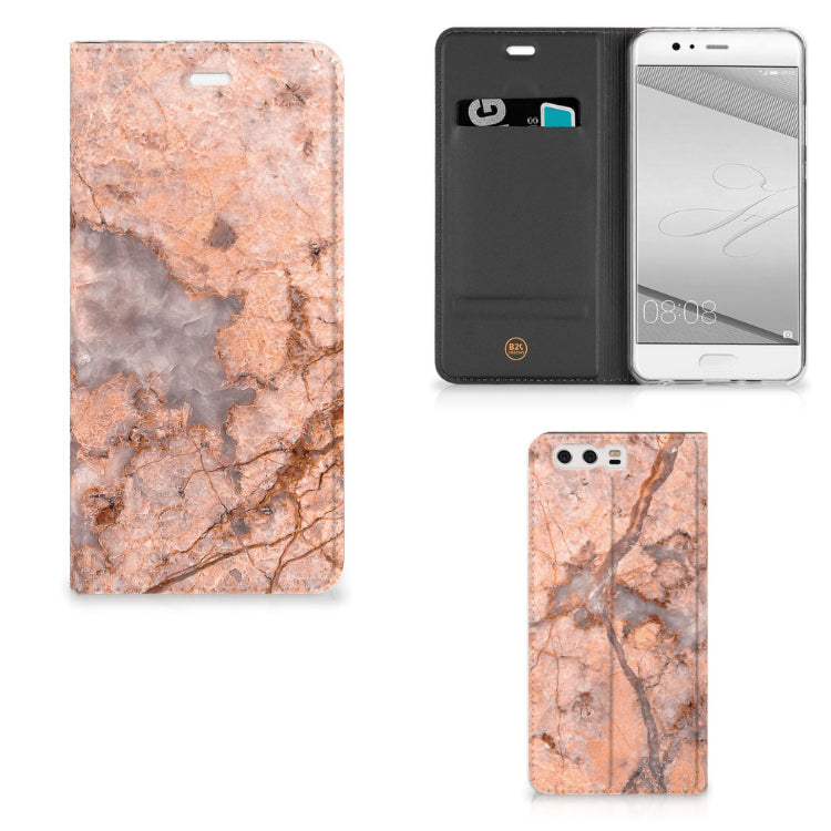 Huawei P10 Plus Standcase Marmer Oranje