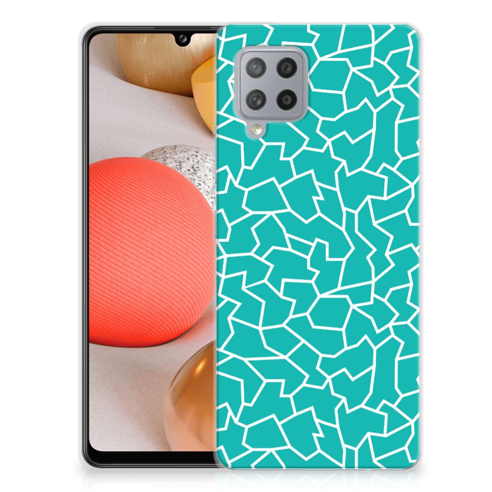 Samsung Galaxy A42 Hoesje maken Cracks Blue