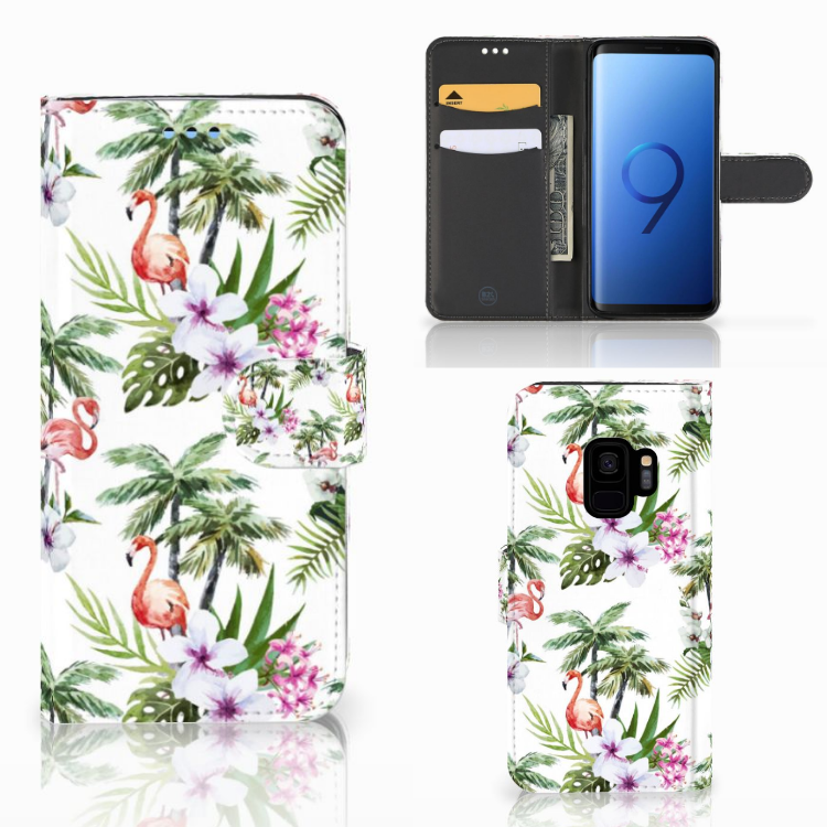 Samsung Galaxy S9 Telefoonhoesje met Pasjes Flamingo Palms