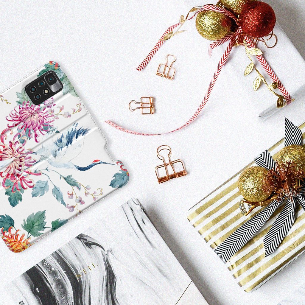 Xiaomi Redmi 10 Hoesje maken Bird Flowers - B2C Telecom