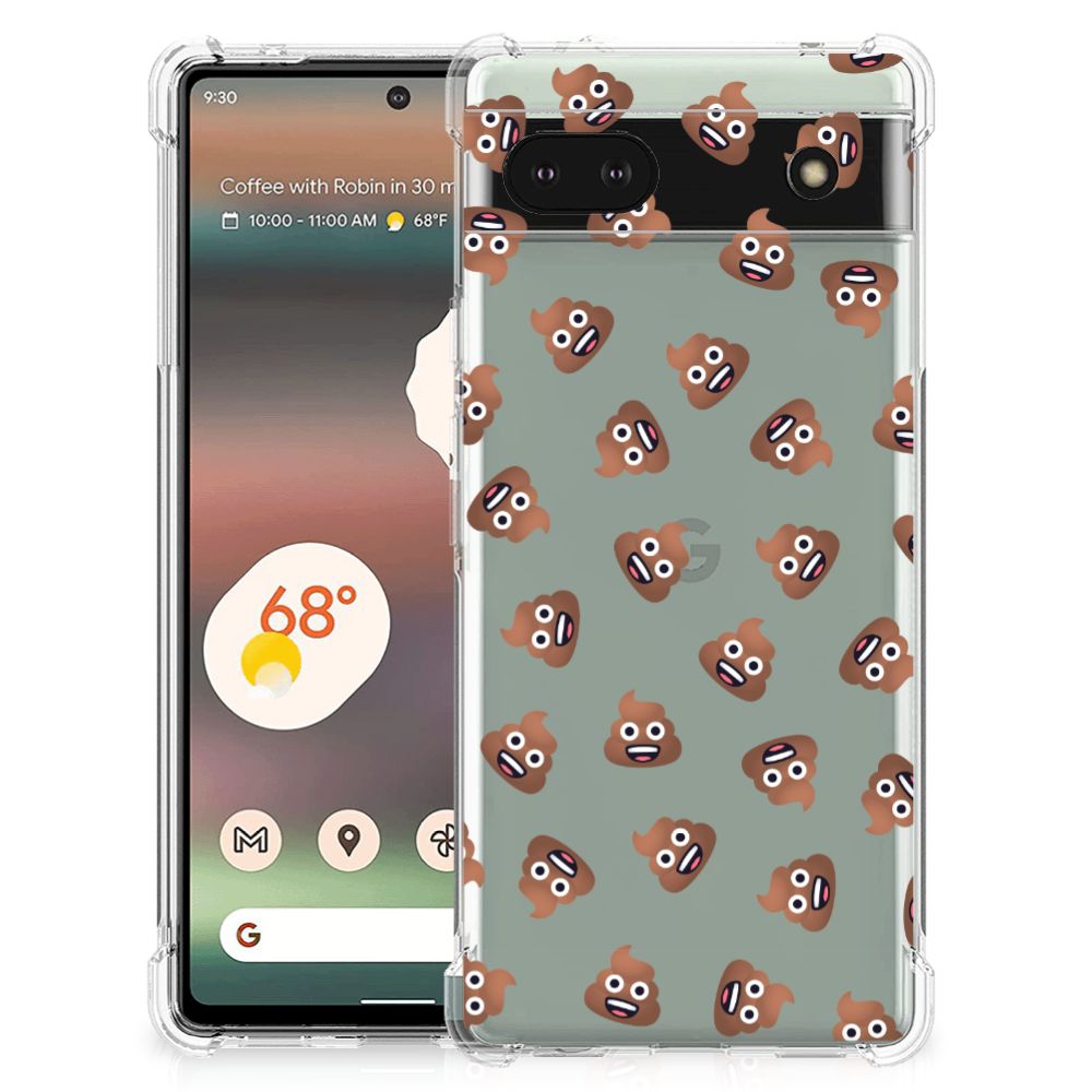 Doorzichtige Silicone Hoesje voor Google Pixel 6A Poep Emojis B2C Telecom