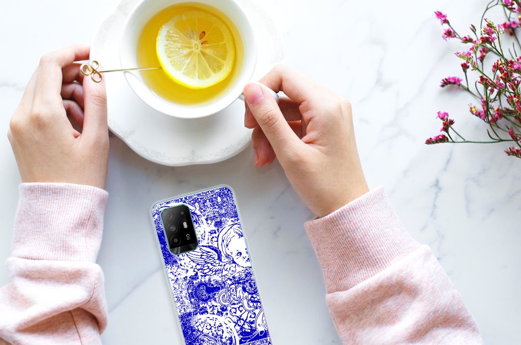 Silicone Back Case OPPO A94 5G | Reno5 Z Angel Skull Blauw B2C Telecom