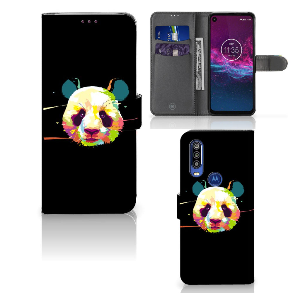 Motorola One Action Leuk Hoesje Panda Color