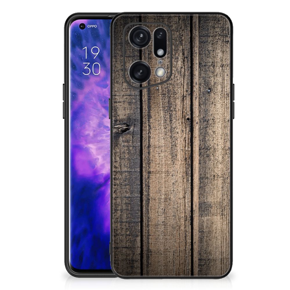 OPPO Find X5 Pro Houten Print Telefoonhoesje Steigerhout