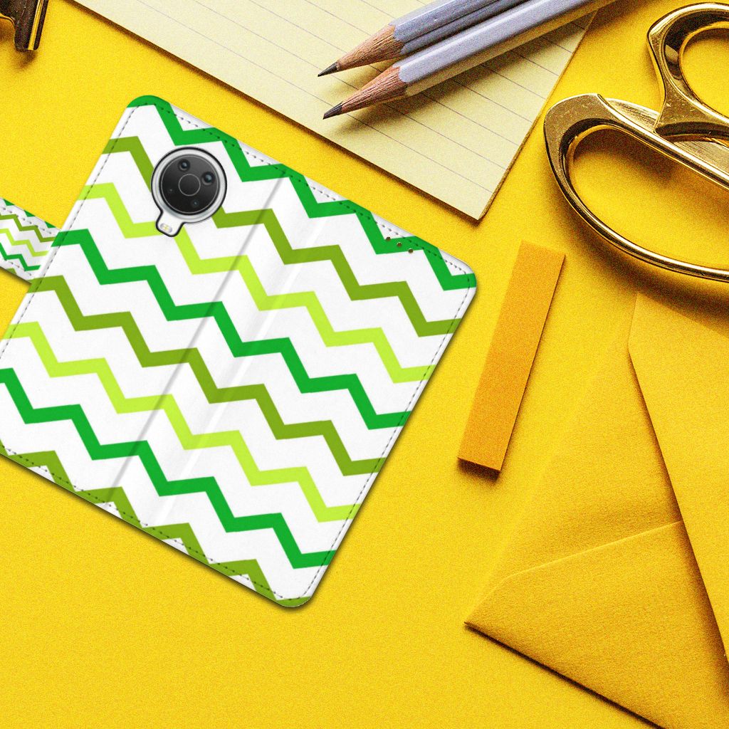 Nokia G10 | G20 Telefoon Hoesje Zigzag Groen
