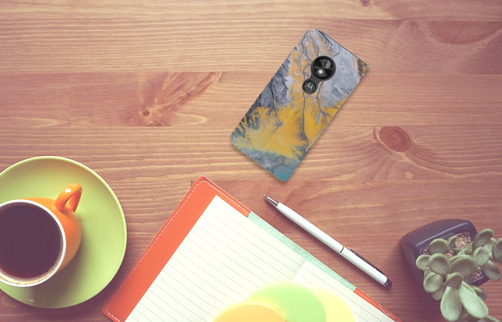 Motorola Moto E5 Play Standcase Marble Blue Gold