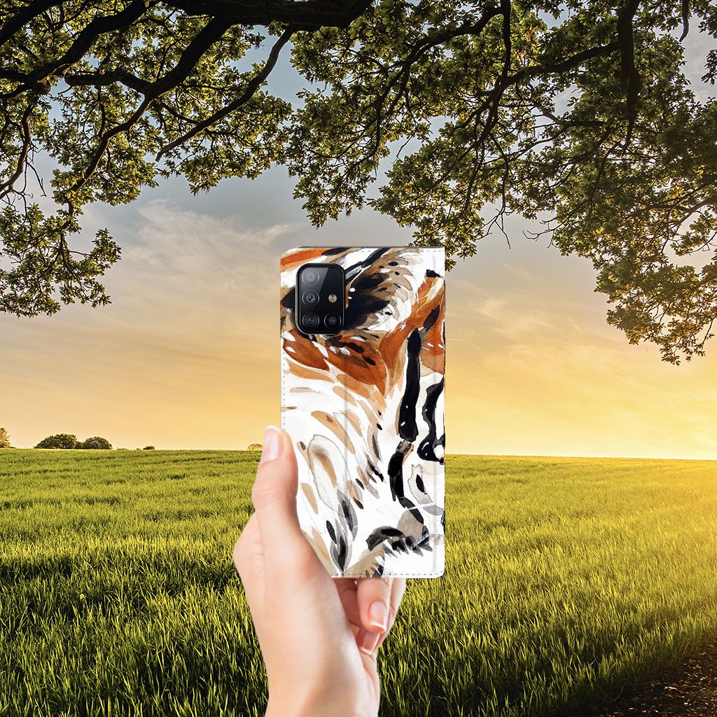 Bookcase Samsung Galaxy A71 Watercolor Tiger - B2C Telecom