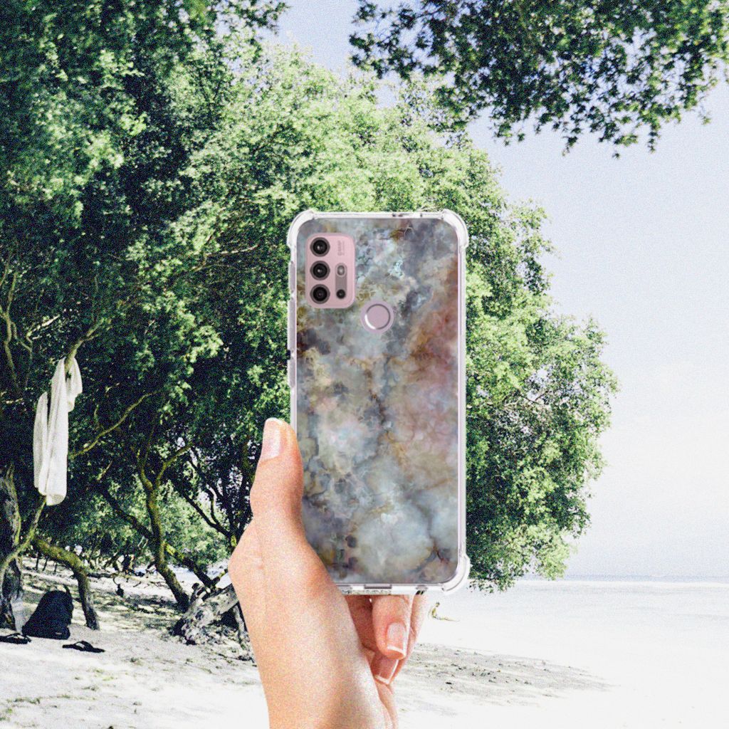 Motorola Moto G30 | G20 | G10 Anti-Shock Hoesje Marmer Grijs B2C Telecom