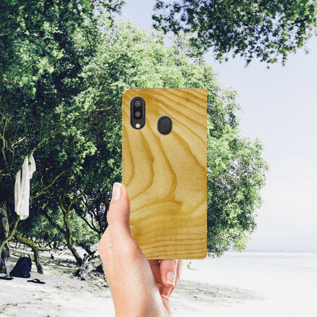 Samsung Galaxy M20 Book Wallet Case Licht Hout