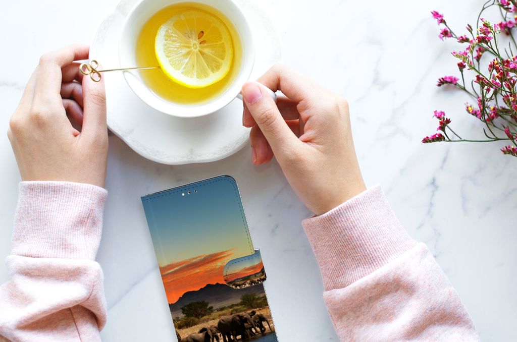 Samsung Galaxy A12 Telefoonhoesje met Pasjes Olifanten
