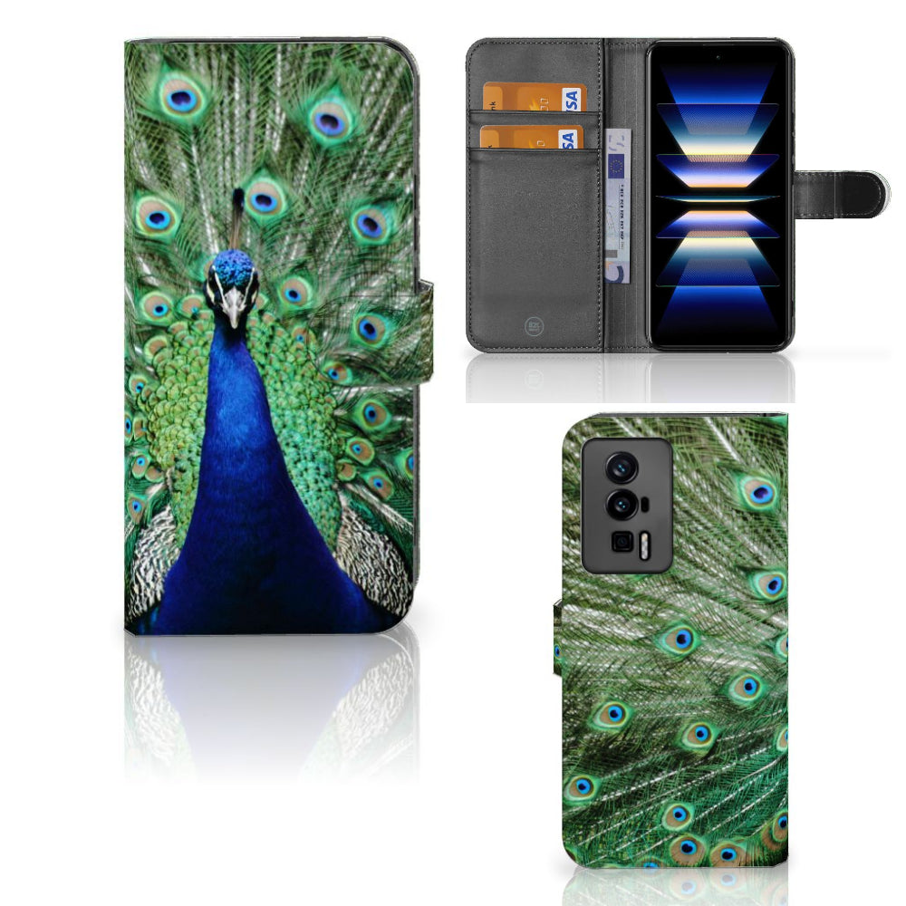 Xiaomi Poco F5 Pro Telefoonhoesje met Pasjes Pauw