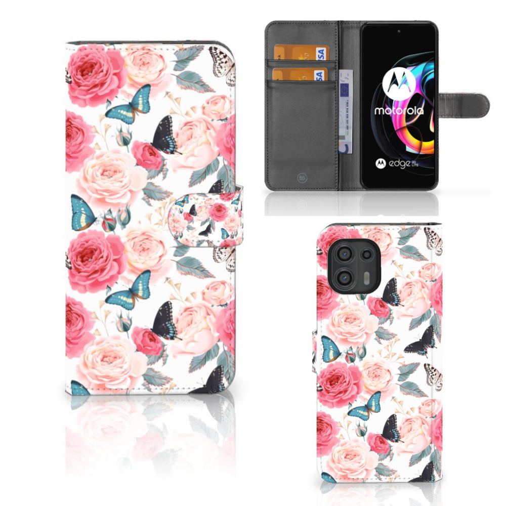 Motorola Edge 20 Lite Hoesje Butterfly Roses